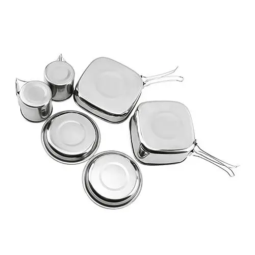 Produktbild: ABOOFAN 1 Satz Camping-Topf-Set kochgeschirr outdoor outdoor-kochgeschirr campinggeschirr set Campingbesteck Reise-Lunchbox Tragbare Essensboxen Lunchboxen für Camping Plastik Silver