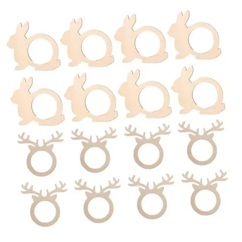 Produktbild: ABOOFAN 1 Satz Ervietten Ring Weihnachten Serviettenringe Webstuhl Easter Decoration Tischdeko Ostern Osterserviettenringe Aus Holz Serviettenringe Zum Thema Ostern Hölzern 20st