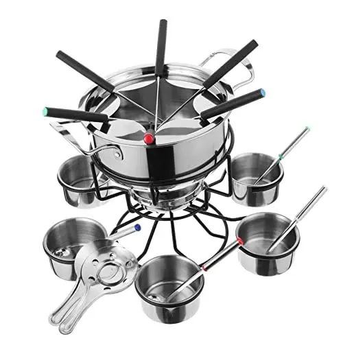 Produktbild: ABOOFAN Eleganter Fondue-Herd Aus Edelstahl Sicherer Tragbarer Alkoholkocher Für Käsefondue Im Freien