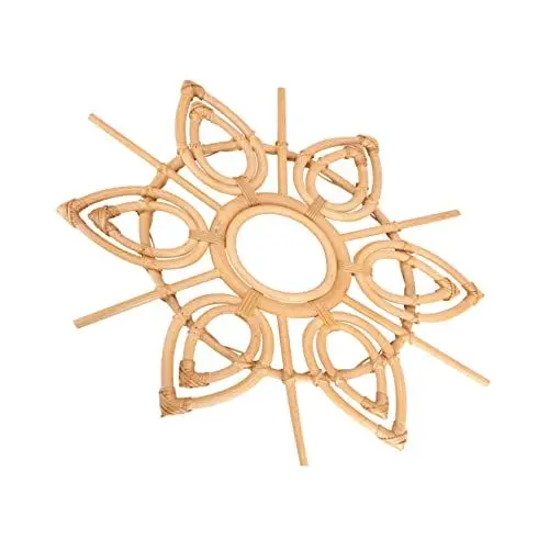 Produktbild: ABOOFAN 1 Stück Rattan Spiegeldekoration Haushaltsspiegel Heimspiegel Anhänger Veranda Spiegel Ornament Wandbehang Für Spiegel Hängespiegel Rattan Spiegel
