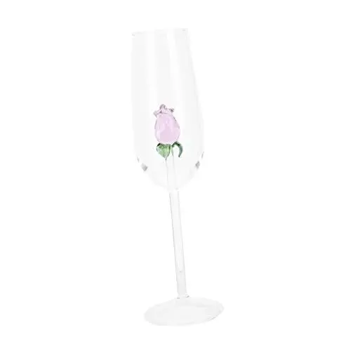 Produktbild: ABOOFAN 1pc Europäischen Stil Rose Es Becher Rose Innen Rotwein Tasse Glas Wein Glas