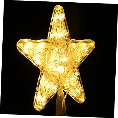 Produktbild: ABOOFAN 1 Stück Weihnachtsbaum-Lichter Leuchtende Dekorationen Kleine Lampen Dekorative Heimdekoration Weihnachtsbaumspitzen Beleuchtete Weihnachtsbaum-Sternspitze Klare
