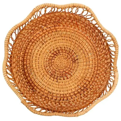 Produktbild: ABOOFAN 1stk Rattan-obstschale Tablettkorb Aus Rattan Runde Brotform Kleine Weide Weidenkörbe Runde Körbe Serviertablett Obsttablett Seetang Hölzern Präsentationskorb