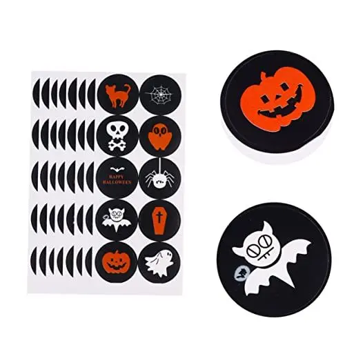 Produktbild: ABOOFAN Einzigartige Halloween-kürbis-versiegelungsaufkleber 20 Blätter Zum Backen Dekorative Gesichtsaufkleber Für Die Halloween-party