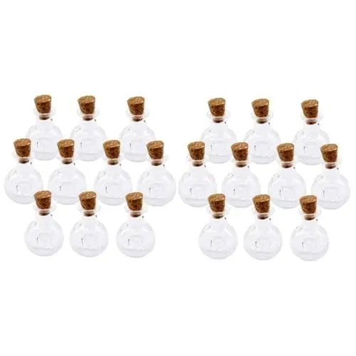 Produktbild: ABOOFAN 20 Stk Wunschflasche aus Glas geschenkideen blütenblätter Puppenmöbel Mini-Wunschflaschen aus Glas mit Korkstopfen Glaskaraffe Wunschglas aus Glas Glasflasche mit Korken klein