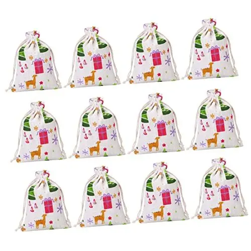 Produktbild: ABOOFAN 25stücke Weihnachten Baumwolle Geschenktüten Schöne Beutel Für Süßigkeiten Und Praktische Und Stilvolle Aufbewahrungstaschen Baumwolle