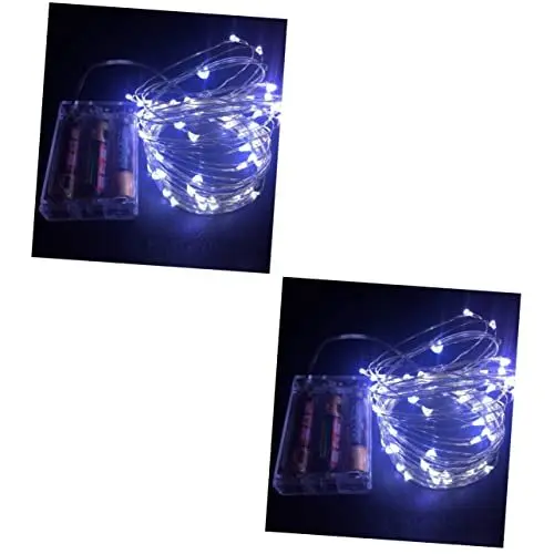 Produktbild: ABOOFAN 2St Batteriebetriebene Uplights Fenster Vorhang Lichter wasserdichtes Licht Weihnachtsbeleuchtung im Freien Fee Lichterketten Seil Licht schmücken Laternenpfahl Weiß