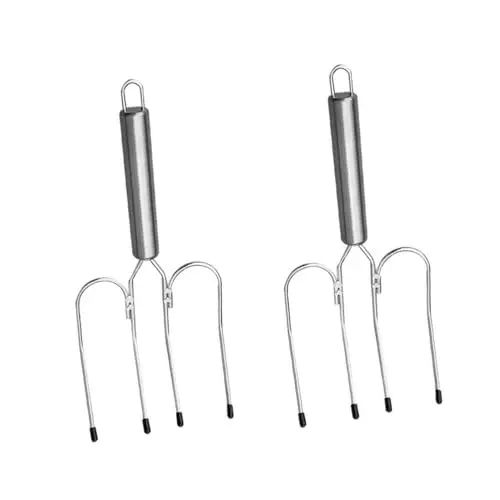 Produktbild: ABOOFAN 2St Mehrzweck Grillgabel Hochwertige Grillgabel Praktische Grillgabel grillzange edelstahl Grillwerkzeuge Grillgabel aus Edelstahl Hühnergabel Rostfreier Stahl Schweinekoteletts