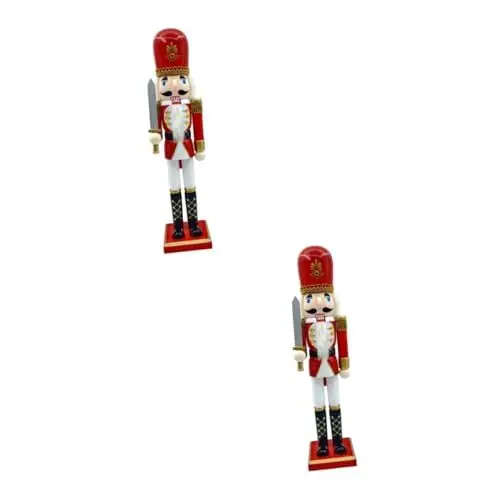 Produktbild: ABOOFAN 2St Nussknacker-Ornament Fenster Soldat-Nussknacker-Dekoration Festliche Dekoration Holz Dekoration für den Schreibtisch Nussknacker Nussknacker-Figur aus Holz