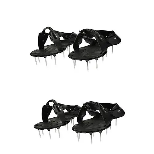 Produktbild: ABOOFAN 2 Paar Rasenspitzen Für Den Garten Rasenlüfterschuhe Aus Metall Rasenbelüfter Belüfter Spikeschuh Schuhe Für Gartenbelüfter Rasen-spike-schuhe Gartenerde Pu-leder Gurt Pflege