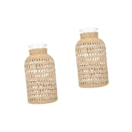 Produktbild: ABOOFAN 2 STK Vase Rattanglas Blumenbehälter Glas Aschenbecher Mit Deckel Desktop-schmuck Glasvasen Halloween-deko-vase Trockenblumenstrauß Getrocknete Blumen Kristall Büro Pflanze