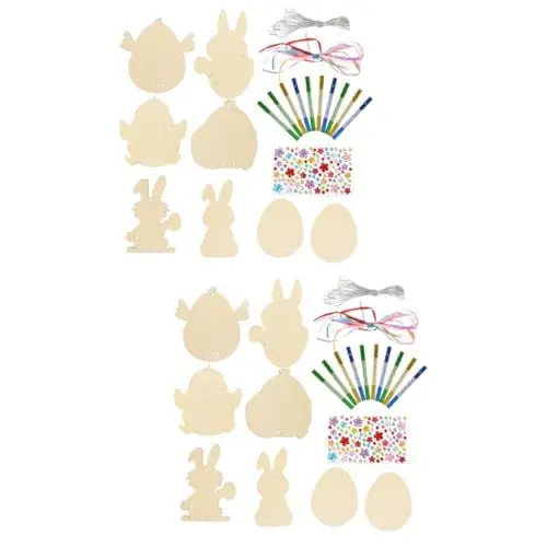 Produktbild: ABOOFAN 2 Sets Holz Windspiel Ostern DIY Windspiel Set Windspiele Wiederverwendbare Windglocke Windspiel Glocke Windspiel Herstellungsset Windspiel DIY Set Zum
