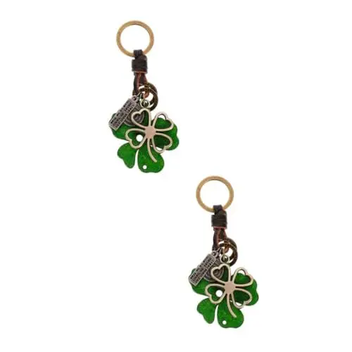 Produktbild: 2 Stk Schlüsselanhänger Auto Irland Parteibevorzugung Irische Partygeschenke Minitasche Mini-taschen-anhänger Grünes St. Patrick s Day Party Gefallen Ornament Holz Wagen