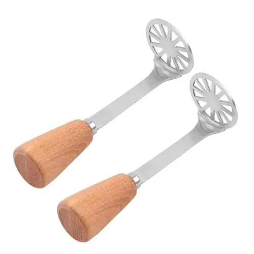 Produktbild: ABOOFAN 2 Stück Mini-Kartoffelstampfer Aus Edelstahl Avocado-Stampfer Mit Holzgriff Kartoffelpresse Zerkleinerer Kürbispresse Presser Für Guacamole Bananen Gemüse Obst