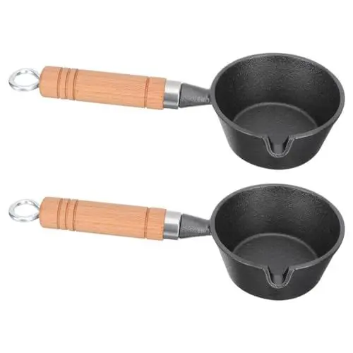 Produktbild: ABOOFAN 2 Stück Schmelztopf Aus Gusseisen Kleiner Soßentopf Butterschmelztopf Kleiner Milchtopf Gusseisen-Kochgeschirr Zum Erhitzen Von Milch Wasser Öl Schokoladenbutter 11 Cm
