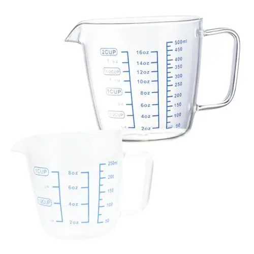 Produktbild: ABOOFAN 2st Glasbecher Mit Tassenmessbecher Messbecher Aus Glas Latte Creamer Becher Milchkrug Glas Milch Pitcher Tassenglas Abmessen Backförmchen Für Die Küche Kind Ei Haushalt