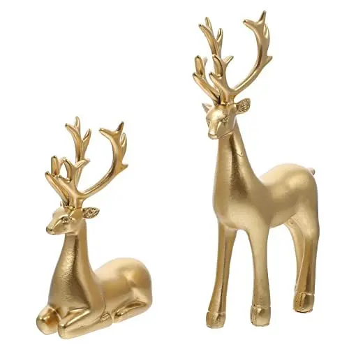 Produktbild: ABOOFAN 2 Stücke Weihnachten Elch Figuren Home Decor Elch Dekoration Elch Tisch Ornamente Für Wohnzimmer