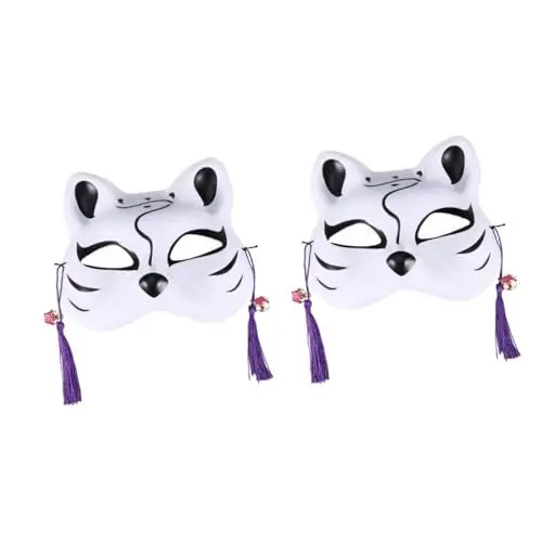 Produktbild: ABOOFAN 2 Stücke Halloween Katze Maske Cosplay Requisiten Pvc Leichte Japanischen Design Party Fotografie Zubehör
