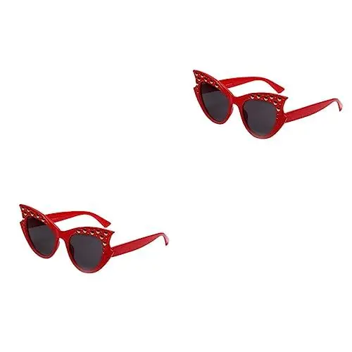 Produktbild: ABOOFAN 2st Sonnenbrillen Mode Runde Sonnenbrille Damen Sonnenbrille Tropische Sonnenbrille Schicke Eye-sonnenbrille Party-sonnenbrille Weiße Sonnenbrille Fräulein Hawaii Niet