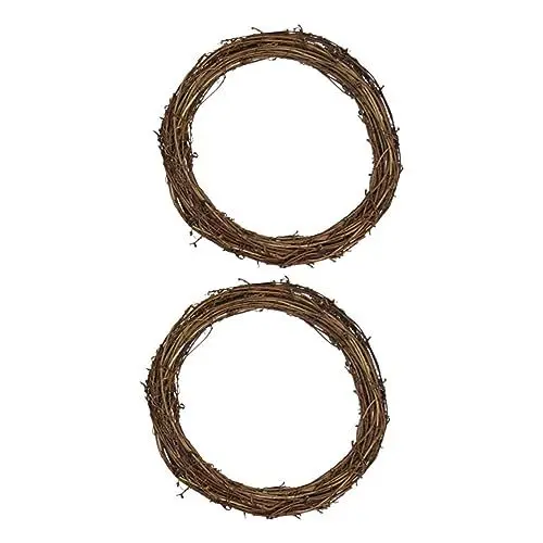 Produktbild: ABOOFAN 2st Weihnachten Naturhandwerk Trockene Zweige Und Rattankränze DIY Natürliche Trockene Rattankreise 10 Stück (15 cm) Halloween-Kranz Kranzring Kranz Rattan Weingirlande 15c Hölzern
