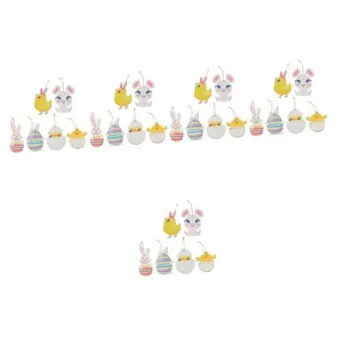 Produktbild: ABOOFAN 30 STK Osterei Holz Anhänger Holzeier Zum Aufhängen Osterpartyzubehör Ostern Hängende Türverzierung Festivalschmuck Ostereitür Schmücken Osterbaum Hängen Der Vogel Kunsthandwerk