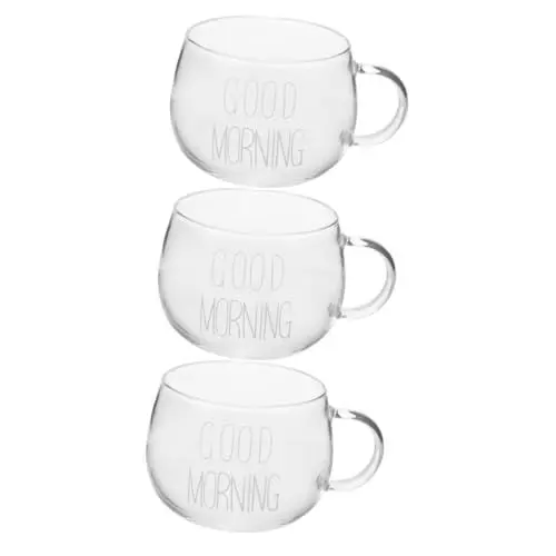 Produktbild: ABOOFAN 3St Milchbecher aus Glas das büro offic Glaswasserglas Mikrowellen-Glasbecher glastassen für heiße getränke hote kaffeetassen Milchbechergläser Bar Wasserbecher Teebecher aus Glas