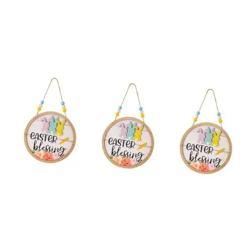 Produktbild: ABOOFAN 3St Ostern Holz Wandbehang Wanddekorationen für Wohnzimmer Osterparty-Dekorationen Holzdeko für Ostern Osterdeko für den Eingangsbereich hängendes osterschild Ostern Wanddekoration