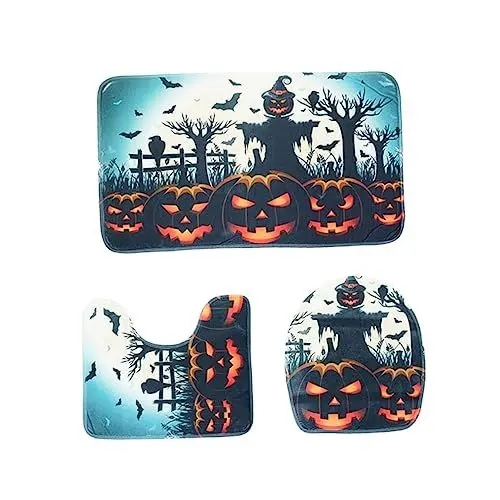 Produktbild: ABOOFAN Halloween-Fledermaus-toilettenvorleger-Set Toilettenmatten-Set Schnelltrocknend Und rutschfest