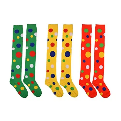 Produktbild: ABOOFAN 3 Paar Performance Tanzsocke Lange Socken Clown Kostüm Über Der Kniesocke Regenbogen Über Kniestrümpfe Festliche · Kostümsocke Gepunkteter Strumpf Über Das Knie Hohe Socken Damen