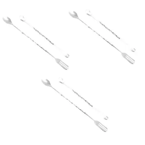 Produktbild: ABOOFAN 3 Sätze Eisgabel Cocktailrührer -getränk-rührstäbchen -getränk Swizzle Rührstab Mixer Stab Pürierstab Cocktaillöffel Rührstäbchen Mischen Silver 4 Stück * 3
