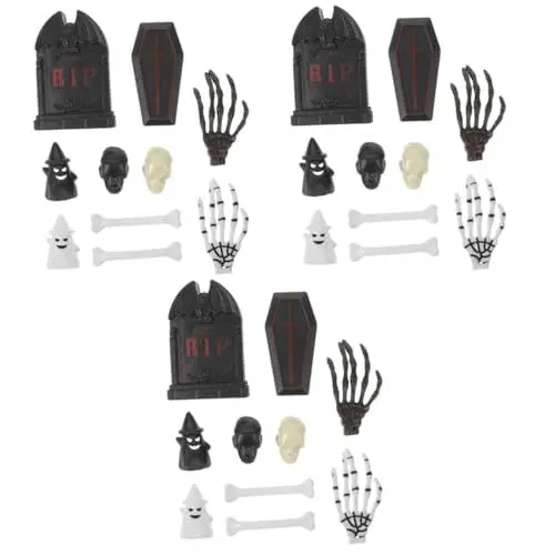 Produktbild: ABOOFAN 3 Sätze Grabstein-sargschmuck Halloween-miniaturen Geist Von Halloween Halloween-requisiten Halloween-partydekorationen Halloween-dorf-zubehör Maske Halloween-figuren Ammer Plastik