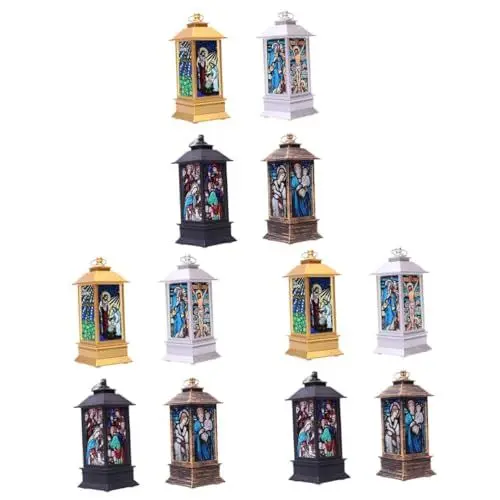 Produktbild: ABOOFAN 3 Sätze Kleine Öllampenverzierung Lichter Weihnachtsschmuck Kerzen Bücherregal Dekoration Buchregal Dekoration Tragbare Windlampe Festival Dekorative Lampe Plastik 4 Stück * 3