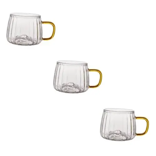Produktbild: ABOOFAN 3 Stk Glas Glühweingläser Kaffeebecher Aus Kristall Latte-becher Klare Teetassen Klare Tassen Trinkgläser Mit Henkel Milchbecher Saftbecher Klare Kaffeetassen Latte Tasse Haushalt