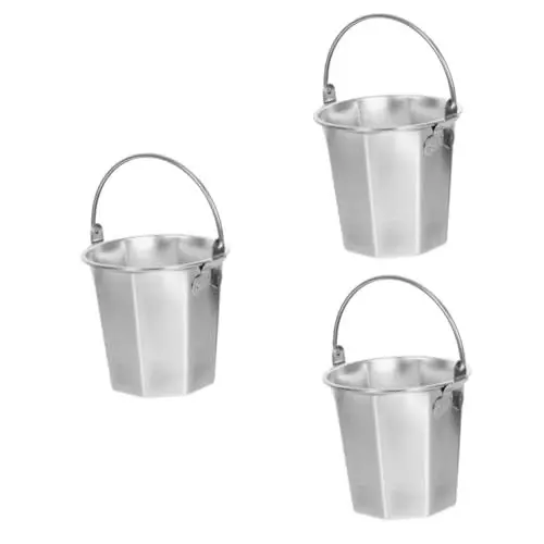 Produktbild: ABOOFAN 3st Eiskübel Aus Edelstahl Getränkekühler Eiskühler Eimer Weinkühleimer Weinkühler Eimer Getränkeeimer Eiskübel Für Partys Stangeneimer Getränkewanne Eiswanne Silver Edelstahl 304