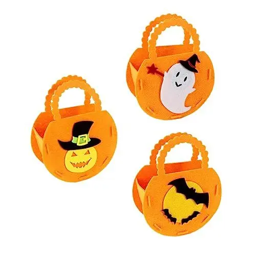 Produktbild: ABOOFAN 3st Halloween-einkaufstasche Halloween-kürbis-bonbontüten Halloween-süßigkeits-tasche Halloween-einkaufseimer Trick Oder Große Geschenktüten Lebensmittelbeutel Kind Vlies Schüttgut