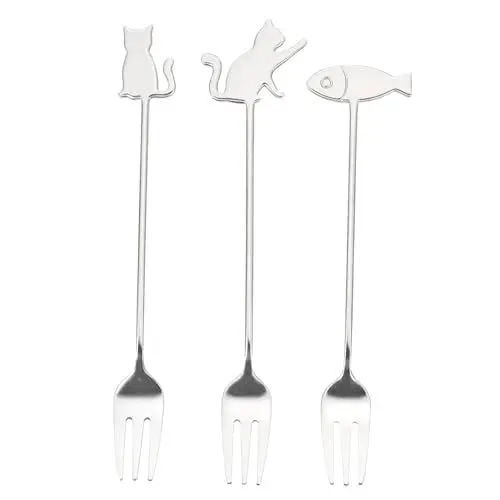 Produktbild: ABOOFAN 3-teiliges Multifunktions-kuchengabel-set Obstgabel Aus Edelstahl Für Desserts Lebensmittelgabel Für Den Täglichen Gebrauch Bezauberndes Design