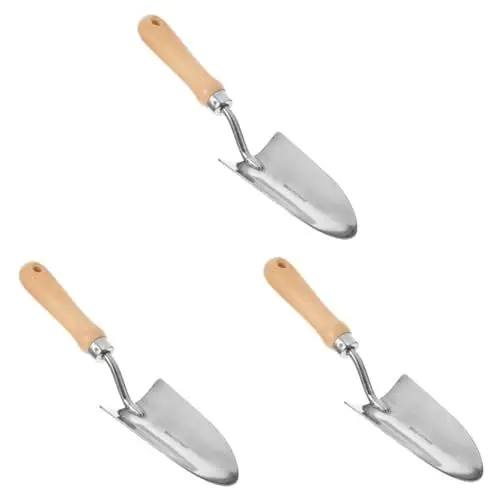 Produktbild: ABOOFAN 3st Kleine Gartenschaufel Werkzeug Spatenschaufel Garten-pflanzschaufel Erdschaufel Gartengeräte Garten Gartenschaufel Schaufel Umpflanzen Holz Kleine Schaufel Rostfreier Stahl