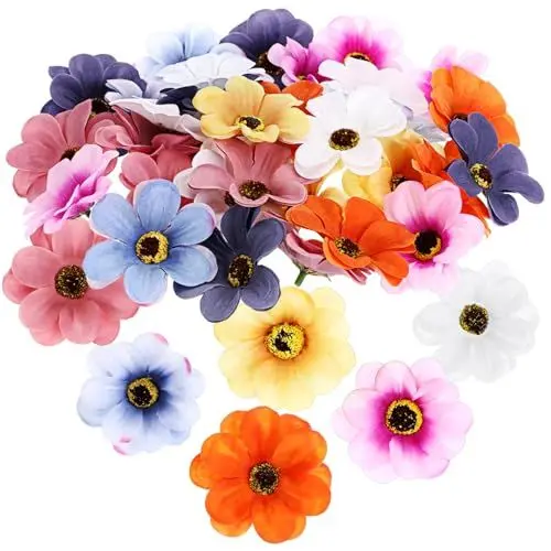 Produktbild: ABOOFAN 40 Stück Kunststoffblumen Kunstblumen Zur Dekoration Stoff-Blumenapplikationen Verzierung Zum Nähen Basteln Heimdekoration