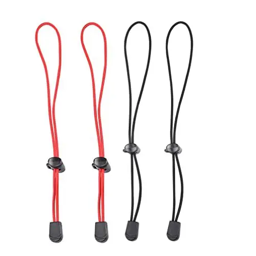 Produktbild: ABOOFAN 4PCS Rucksack Schnalle Elastische Seil Krawatte Kabel Einstellbar Befestigung Schnalle für Camping Wandern Pole Halter Trekking Rucksack Outdoor Bergsteigen Schwarz Rot
