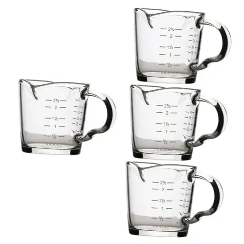 Produktbild: ABOOFAN 4 Stück Doppelmund Messbecher Mehlbehälter Espressokaffee -kaffeetassen Glühweingläser Espressotasse Klare Kaffeetassen Heim Klare Tassen Klare Gläser Flüssig Glas Felsen