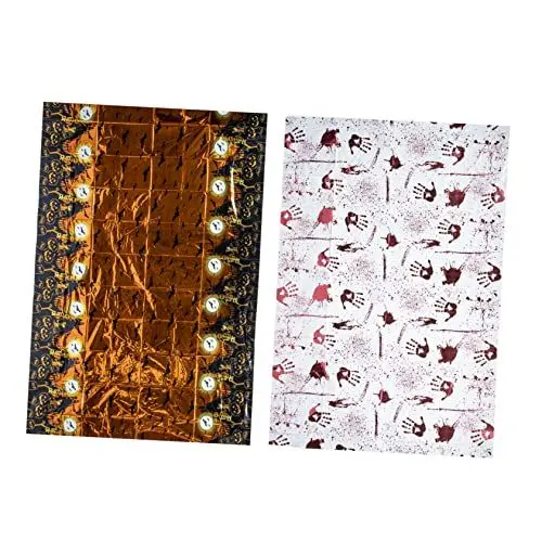 Produktbild: ABOOFAN 4 Stück Halloween-Dekoration Halloween tischdecke Halloween Table Cloth Tischdekorationen Laternendekor Kürbistisch Tischdecke für zu Hause Halloween-Deko-Requisite Aluminiumfolie