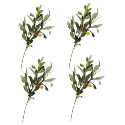 Produktbild: ABOOFAN 4 Stücke Künstliche Olivenzweige Früchte Realistische Für Hochzeit Decor Greenery