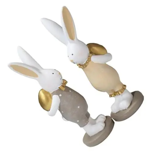 Produktbild: ABOOFAN 4 Stück Osterdekoration Osterhasen-Dekorationen Schmuck Für Paare Osterhasenfiguren Desktop-Kaninchen Schmusespielzeug Kaninchenfiguren Ostern Mini-Hasen Tier Harz Esstisch Ei Kind