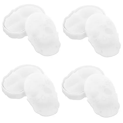 Produktbild: ABOOFAN 4 Stück Totenkopf-aufbewahrungsbox Halloween-untersetzerformen Halloween-kofferformen Totenkopf-aschenbecherformen Halloween-silikon Kieselgel Weiß Modellieren Modellbaukasten