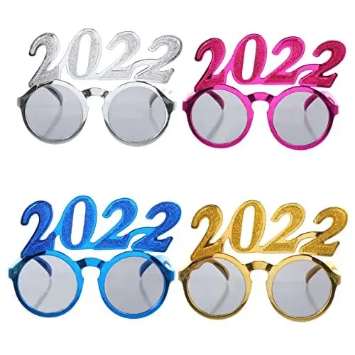 Produktbild: ABOOFAN 4 Stück lustige Partybrille kinder ferngläser kinderferngläser rote Sonnenbrille Blaue Hellbrille schnapsgläser Neujahrs-Sonnenbrille Silvester-Party-Sonnenbrille