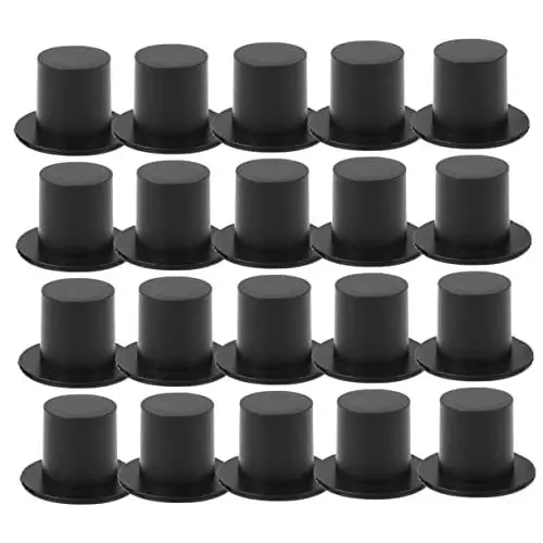 Produktbild: ABOOFAN 50 Stück Clown-Hut Kunststoff Mini-Zylinder Schwarze Kappen Mini- Kawaii-Miniatur-Hüte Schwarze Party-Hüte Schneemann-Hüte Zum Basteln Zarte Miniatur-Hüte