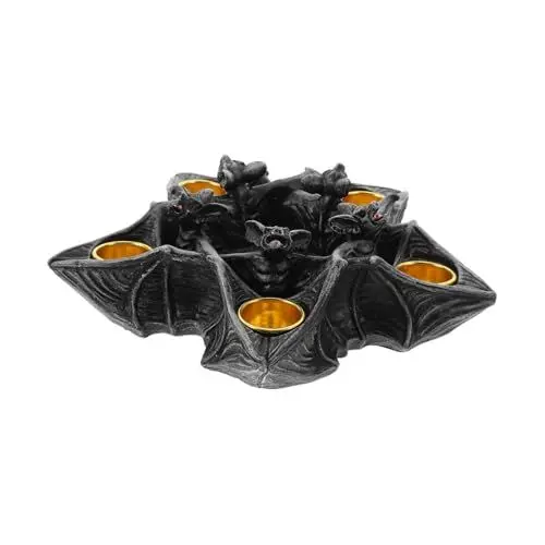 Produktbild: ABOOFAN Fledermaus-teelichthalter 5 Löcher Kunstharz Halloween- Kerzenständer Fledermausform Kerzenhalter für Halloween-Dekorationen Kerzenhalter