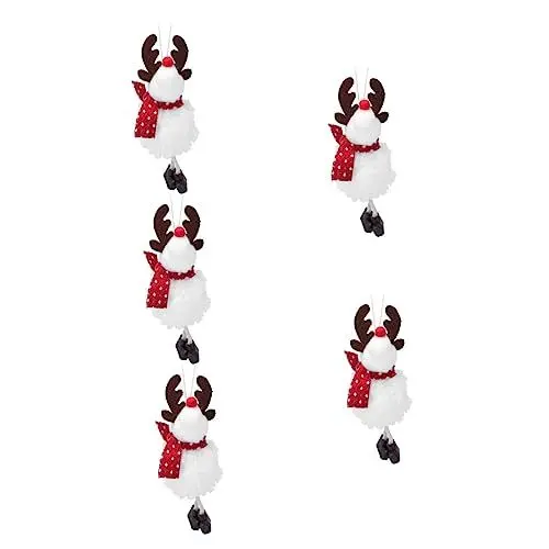 Produktbild: ABOOFAN 5 STK Weihnachtsbaum-anhänger Christbaumschmuck Kind Puppe Kleines Plüsch-Rentier-Spielzeug Hängende Verzierung Weihnachtskamin Mädchen Kunsthandwerk Baumwolle