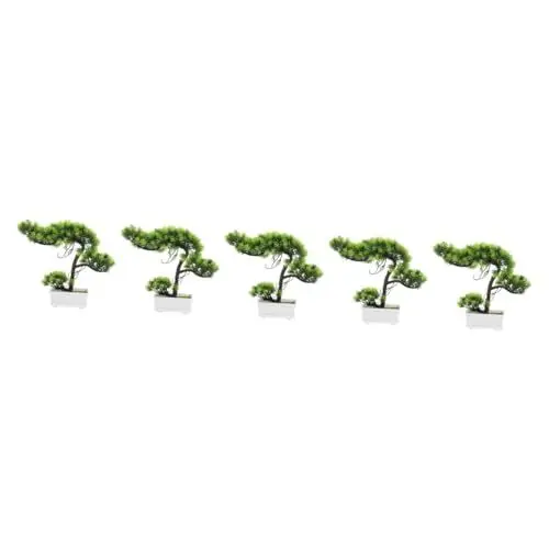 Produktbild: ABOOFAN 5st Begrüßungslied Gefälschte Pflanzen Japanisches Dekor Hausdekorationen Für Zu Hause Simulierter Bonsai Einladende Kiefer Kunstpflanzen Plastik Kiefernholz Bonsai Baum Büro