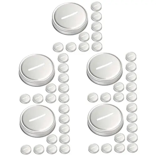 Produktbild: ABOOFAN 60 Stk Sparschwein Münzdeckel halloween geschenke halloween assecoires Einmachglasdeckel Münzbank Deckel Glasflaschen wiederverwendbare Konservenabdeckungen Mehrzweck-Dosendeckel